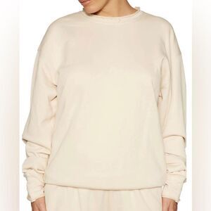 Naked Wardrobe Cotton Blend Oversized Sweatshirt in Nude / Cream Medium NWT